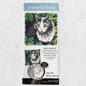 Cat Latch Hook Kit by Dimensions Kit 12" x 12" Wall Hanging/Pillow Kitty Cat